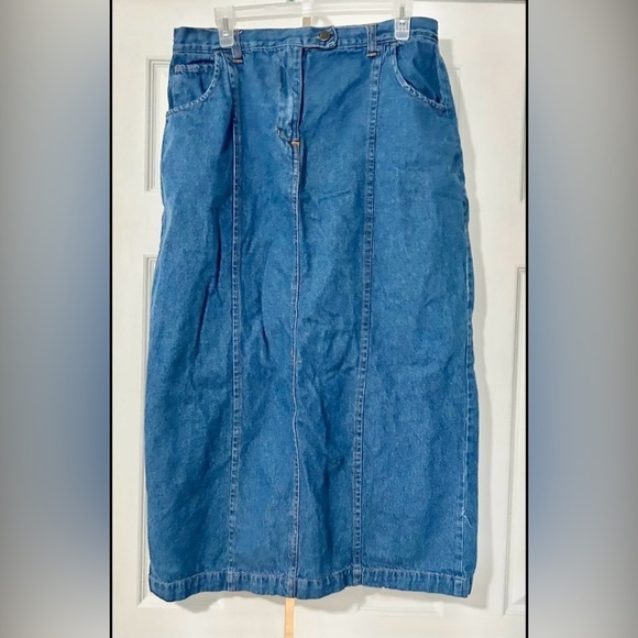 check me first Dresses & Skirts - Check me first jean skirt woman size 14 denim midi modest